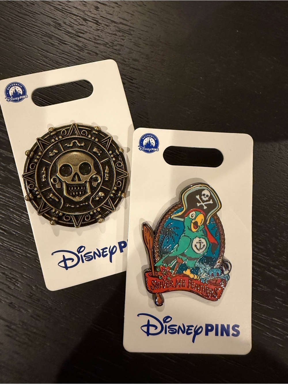 Disney Pirate Parrot & Skull Medallion Pin Set - Teal, Red, Gold